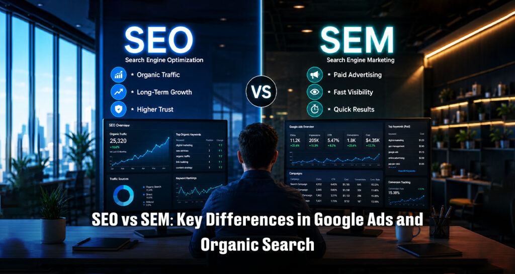 SEO vs SEM: Key Differences in Google Ads and Organic Search | Webnic Digital Solutions